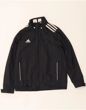Stylish ADIDAS Boys Windbreaker Jacket 11-12 Years Black Polyester