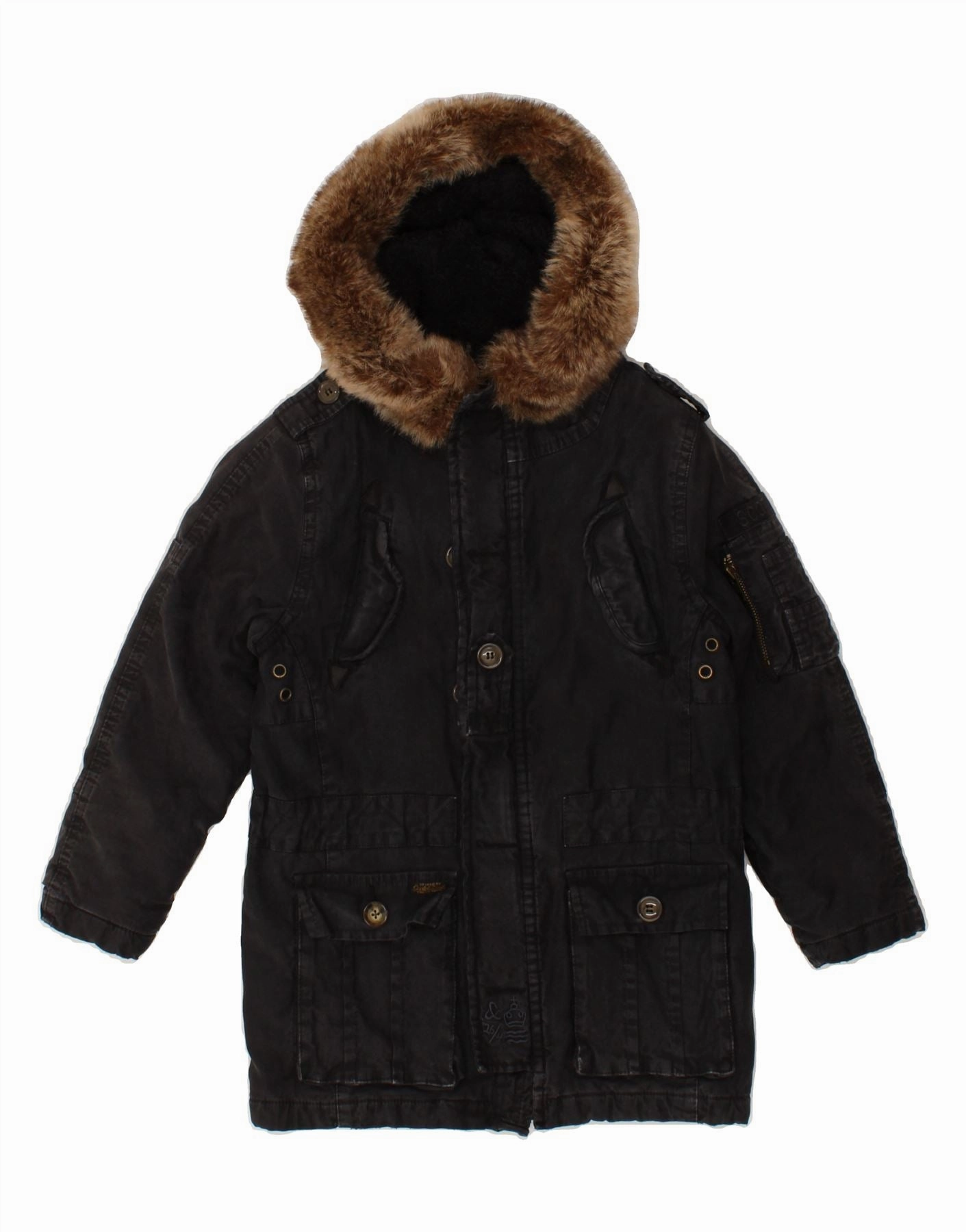 AbrasionResistant Edging Music SCOTCH & SODA Boys Hooded Parka Jacket 5-6 Years Black