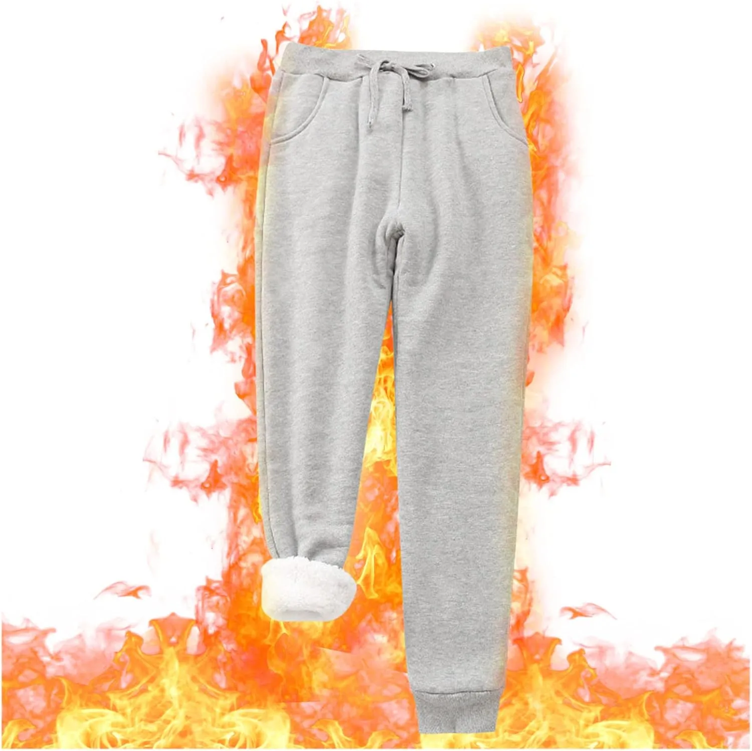 sdbrld Womens Christmas Sweatpants Winter Sherpa Fleece Lined Sweatpants Trendy Print Drawstring Joggers Trousers with Pocket