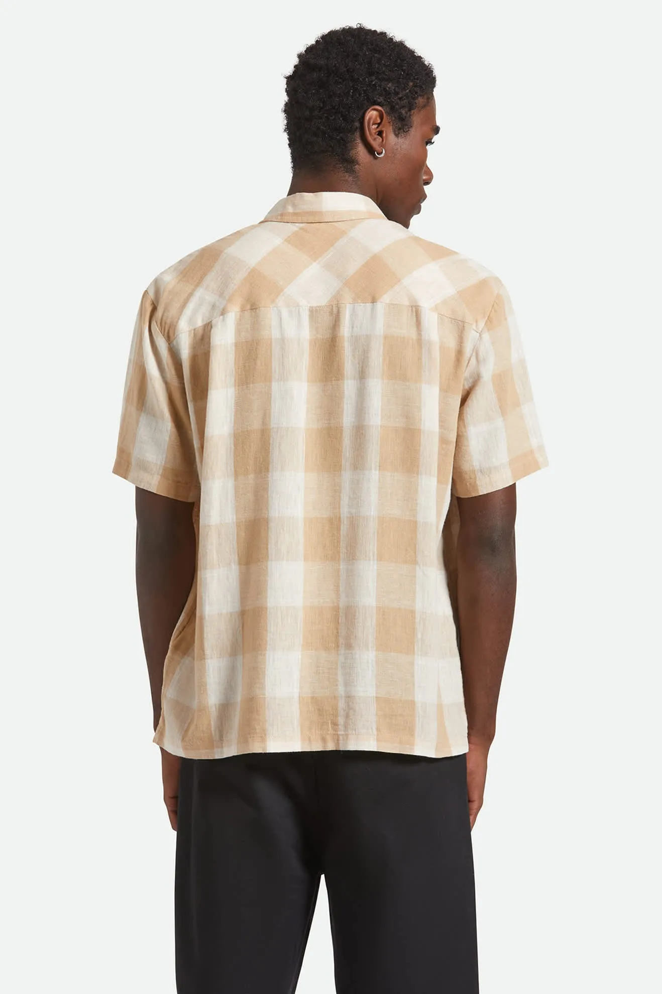 Cru Linen Blend S/S Shirt - Off White/Sand Ombre look Advanced Moisture Management