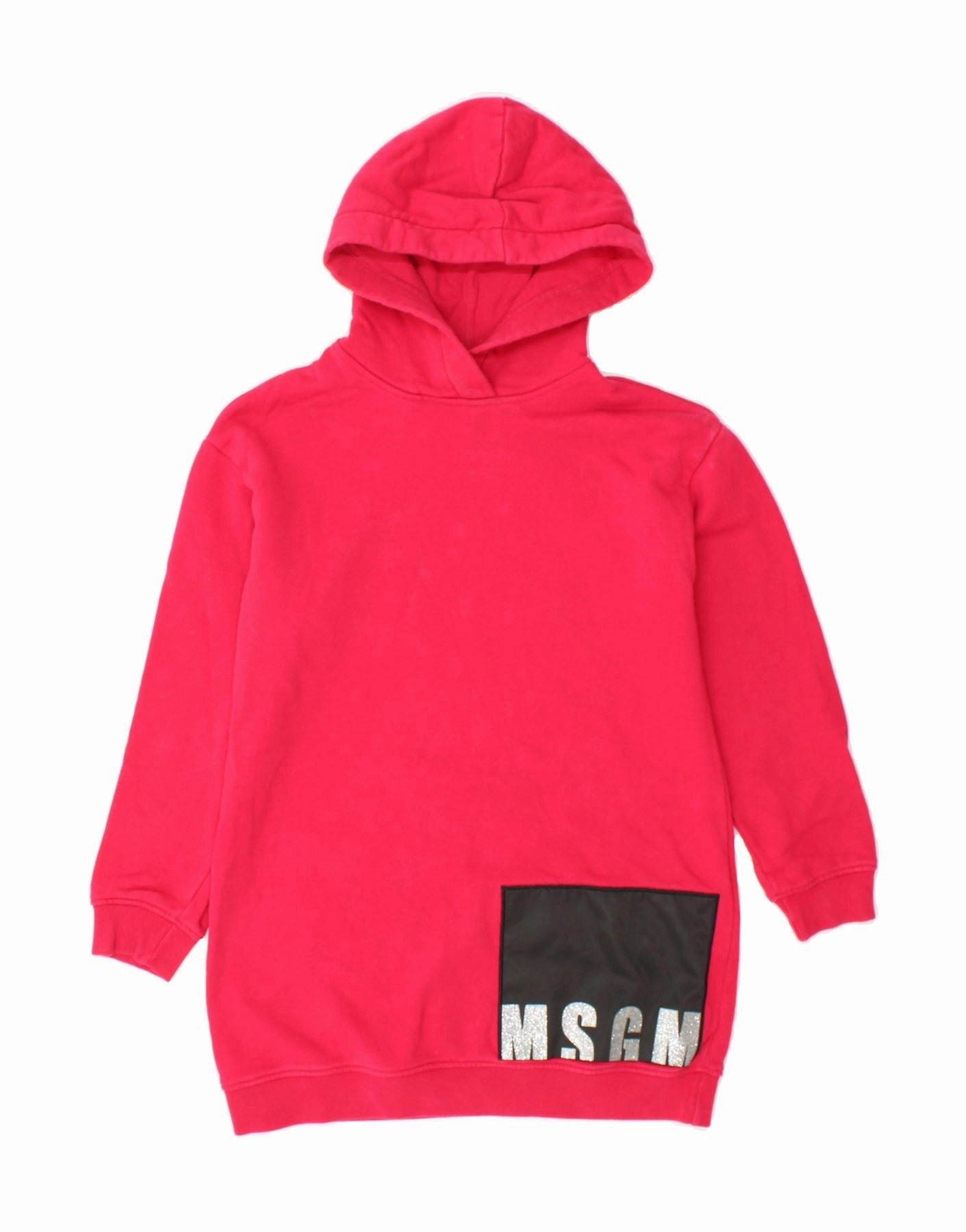 Perfect Fit Work Fit MSGM Girls Graphic Hooded Jumper Dress 8-9 Years Pink Cotton