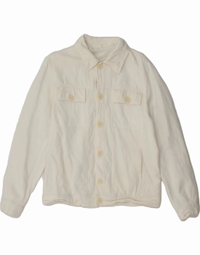 VINTAGE Boys Bomber Jacket 11-12 Years White Viscose Office Look