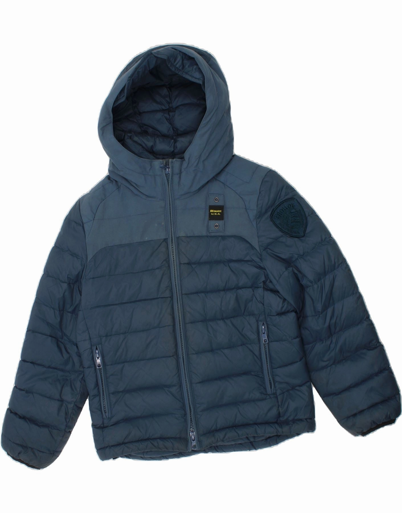movement BLAUER Boys Hooded Padded Jacket 5-6 Years Blue Polyamide