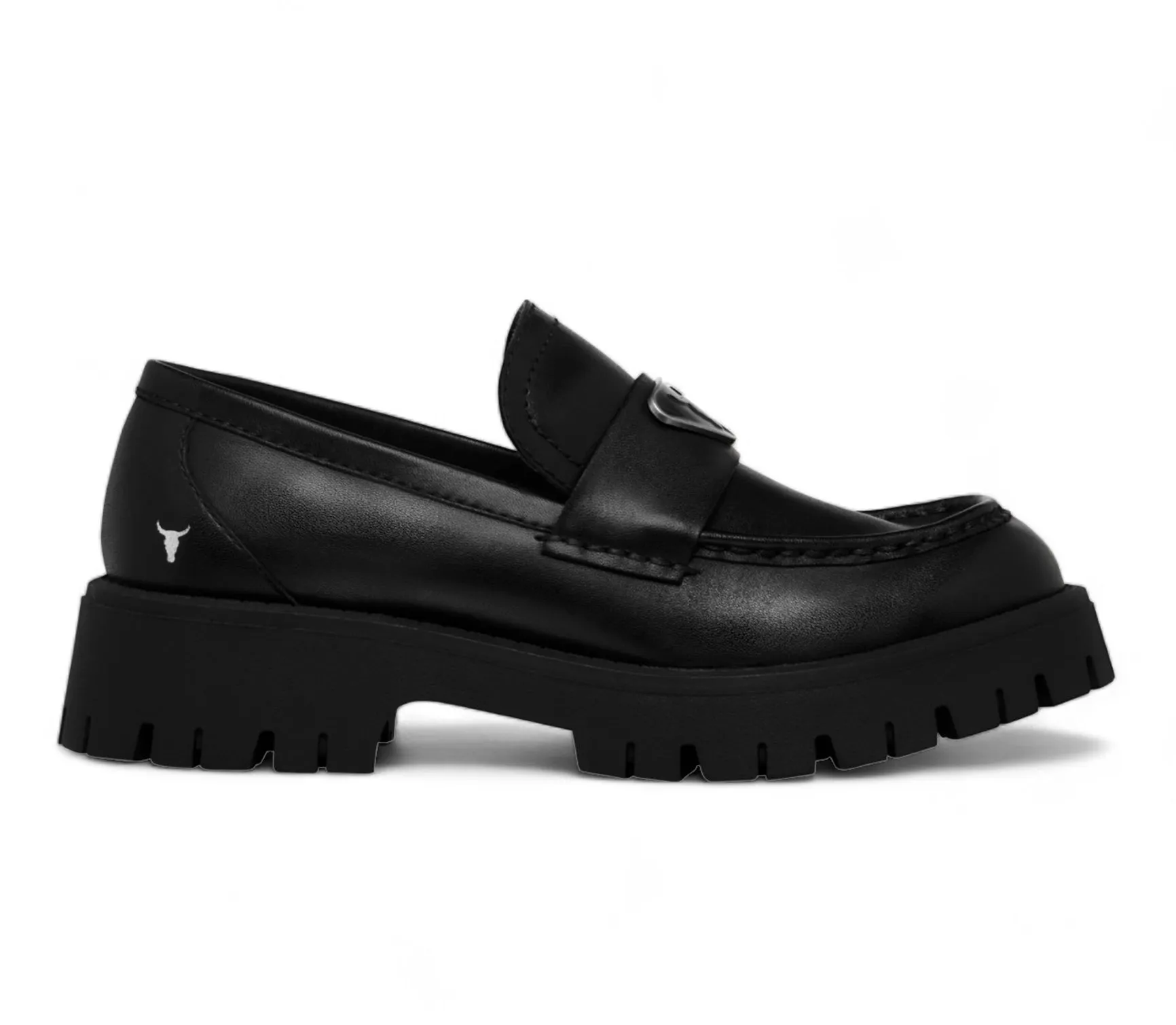 Stylish Comfort Chic Design Throne - Women's Black Slip On Chunky Leather Loafers
