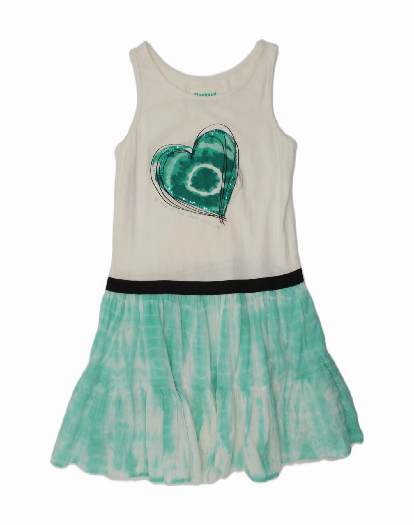 Stylish Choice DESIGUAL Girls Sleeveless A-Line Dress 13-14 Years White Colourblock