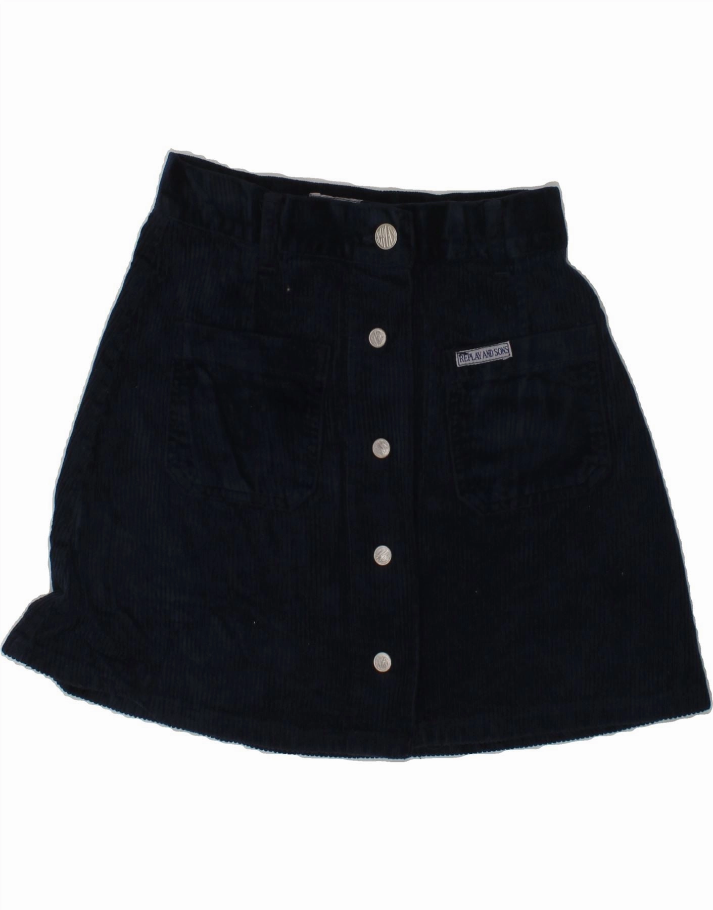 Timeless Shape REPLAY AND SONS Girls Corduroy Skirt 6-7 Years W22 Navy Blue
