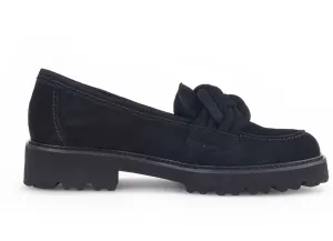Women's Knot Suede Loafer In Black Soft Insole Shoes Italian Flair