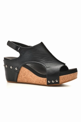 Say Baby Cork Wedge Sandals In Black Muscle Aid Urban Mode
