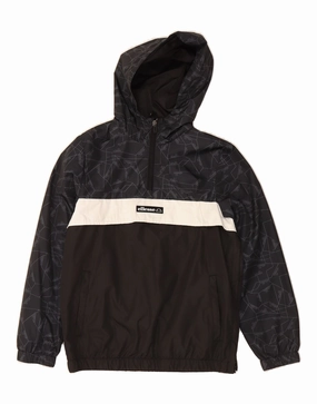ELLESSE Boys Hooded Pullover Rain Jacket 12-13 Years Black Colourblock Fresh Look Go Anywhere