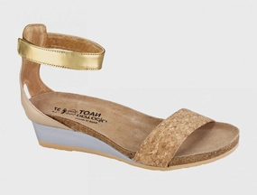 Womens Pixie Cork Sandal In Gold Secure Feel Neon Glow