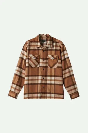 Striped Design Gym Appropriate Selden Soft Brushed L/S Flannel Overshirt - Tan/Bison
