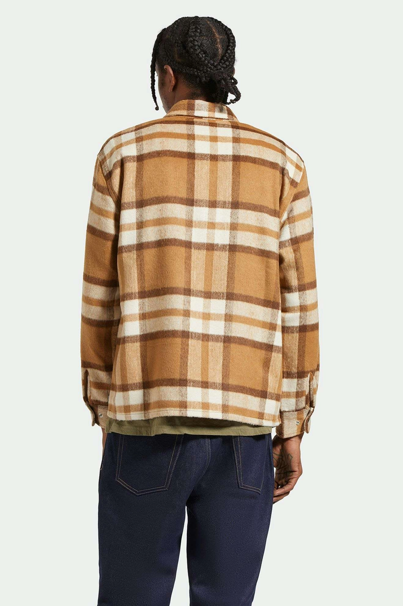 Selden Soft Brushed L/S Flannel Overshirt - Tan/Bison Modern Aesthetic Cocktail Party