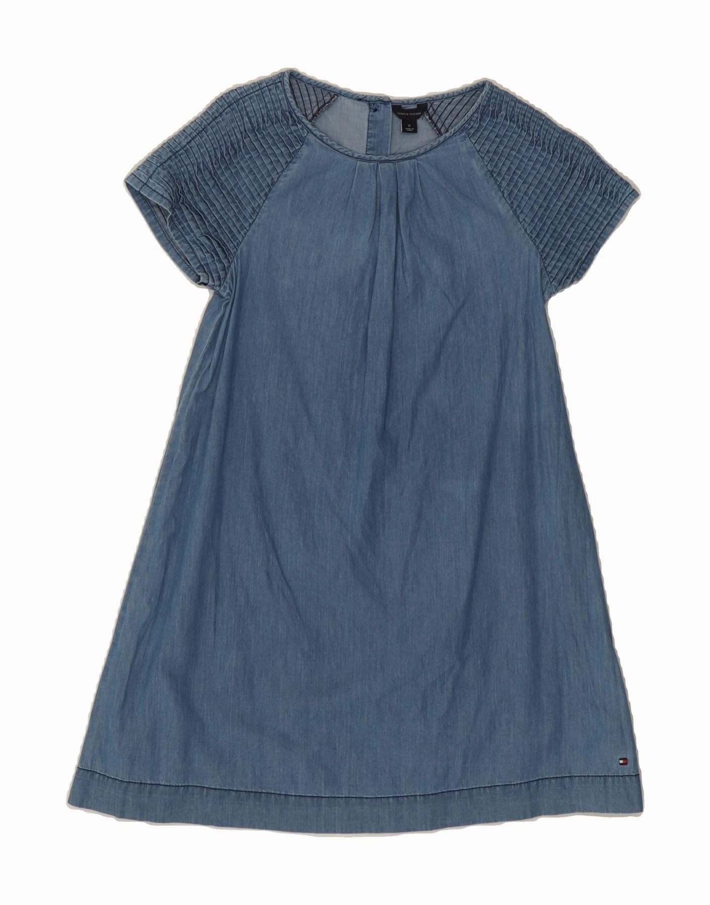 TOMMY HILFIGER Girls A-Line Dress 11-12 Years Blue Cotton Beauty Feel Everyday Piece