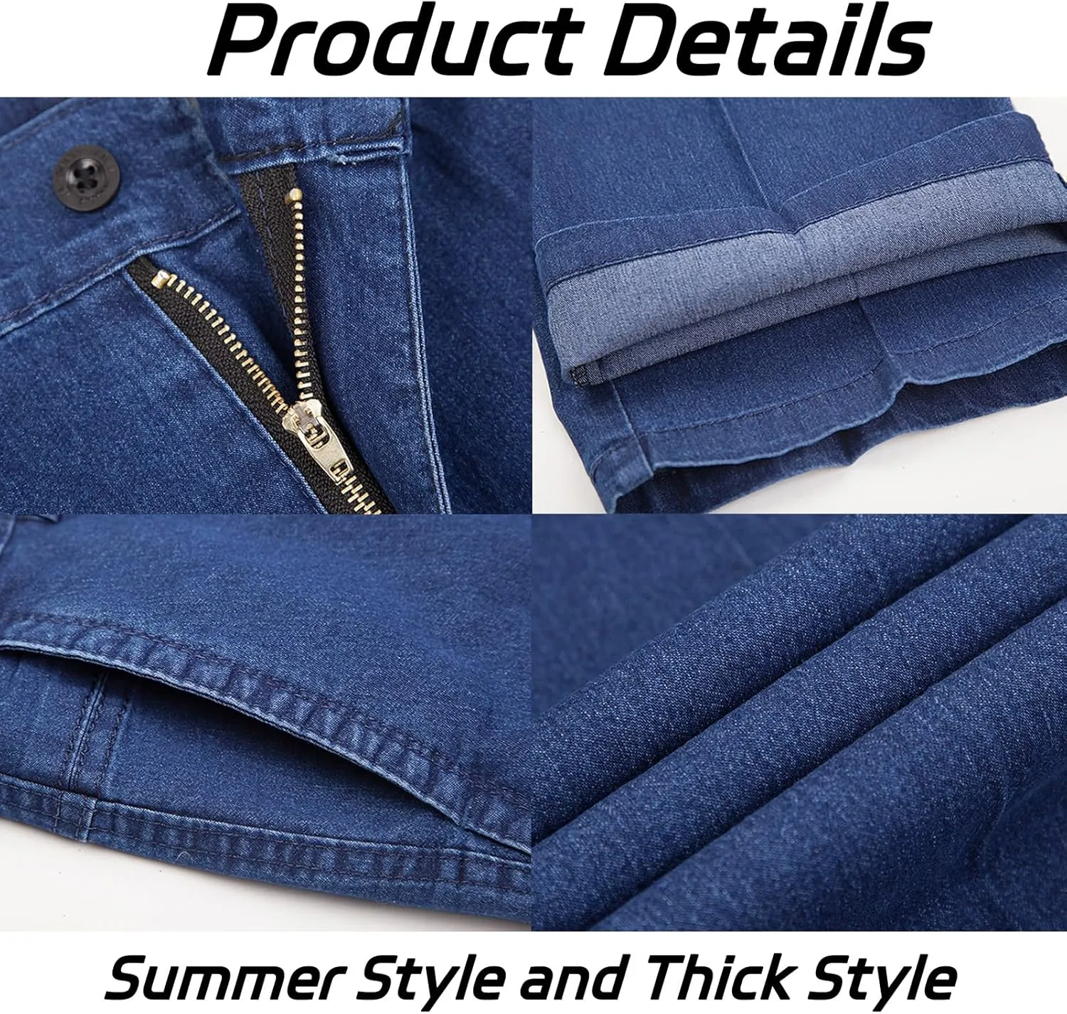 Senistyle Jeans for Men, Men's Classic Straight Fit Stretch Jeans, Soft Flexible High Waist Loose Denim for Older