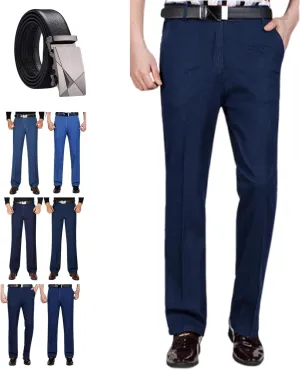 Senistyle Jeans for Men, Soft Flexible High Waist Loose Denim, Men's Classic Straight Fit Stretch Jeans for Older