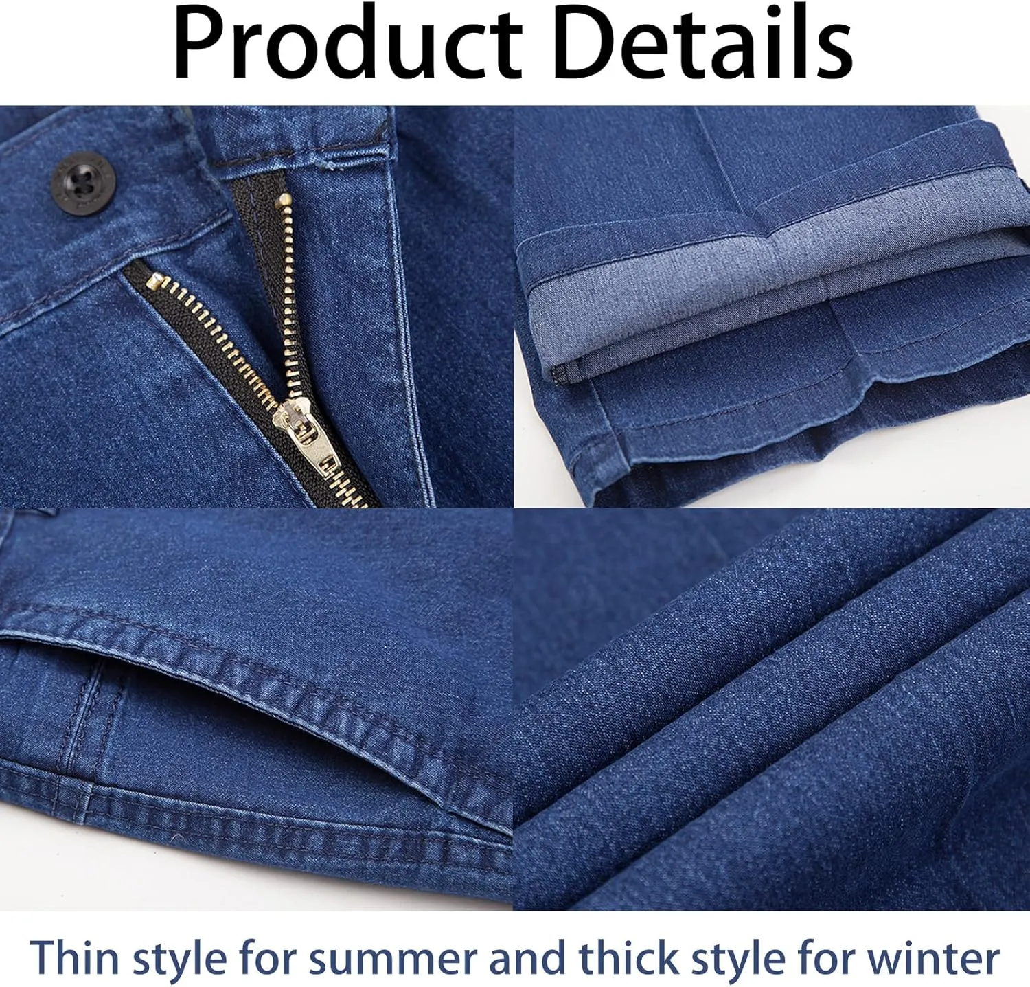 Senistyle Jeans for Men, Soft Flexible High Waist Loose Denim, Men's Classic Straight Fit Stretch Jeans for Older
