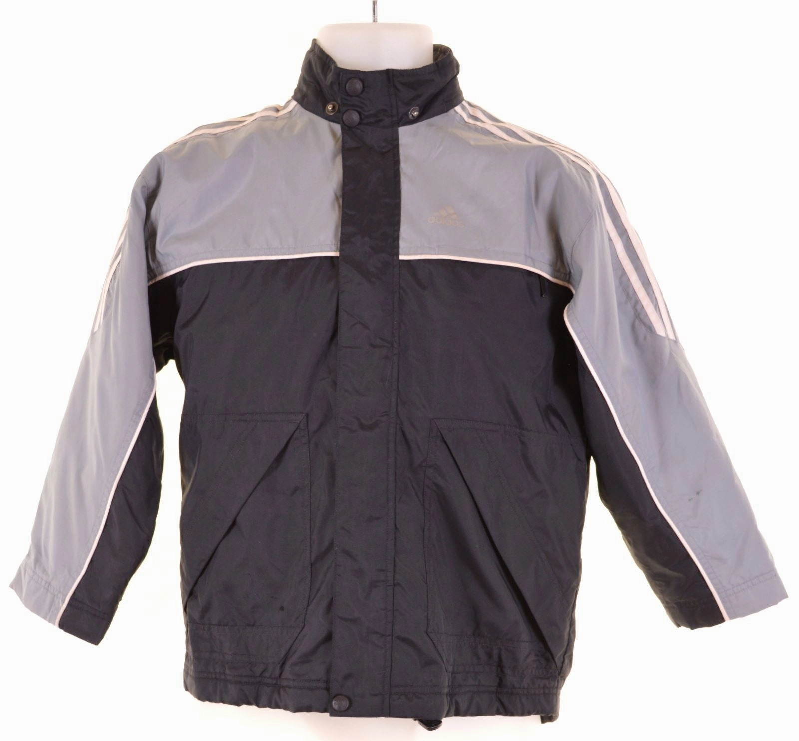 ADIDAS Boys Windbreaker Jacket 9-10 Years Black Weatherproof Shell Versatile Shell