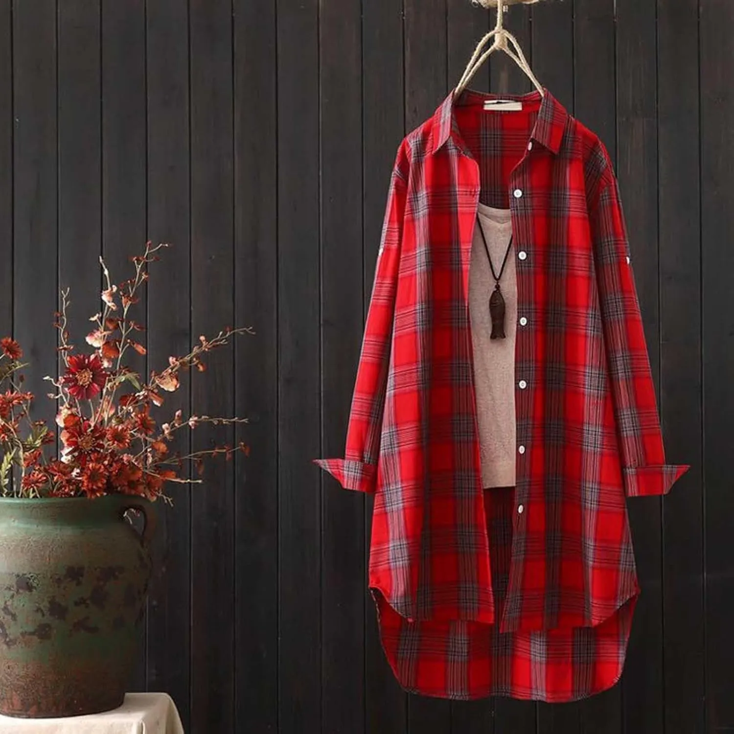 SHAOBGE Plaid Shirts for Women Long Sleeve Work Shirts Open Front Cardigan Fall Outfits for Women 2024 Oversized Cardigan