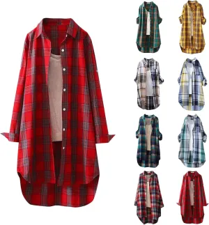 SHAOBGE Plaid Shirts for Women Long Sleeve Work Shirts Open Front Cardigan Fall Outfits for Women 2024 Oversized Cardigan
