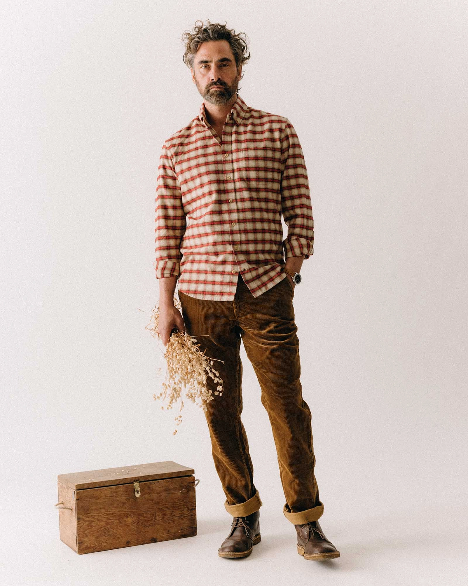 The Carnegie Pant in Bourbon Corduroy Sporty Comfort Ripstop Texture