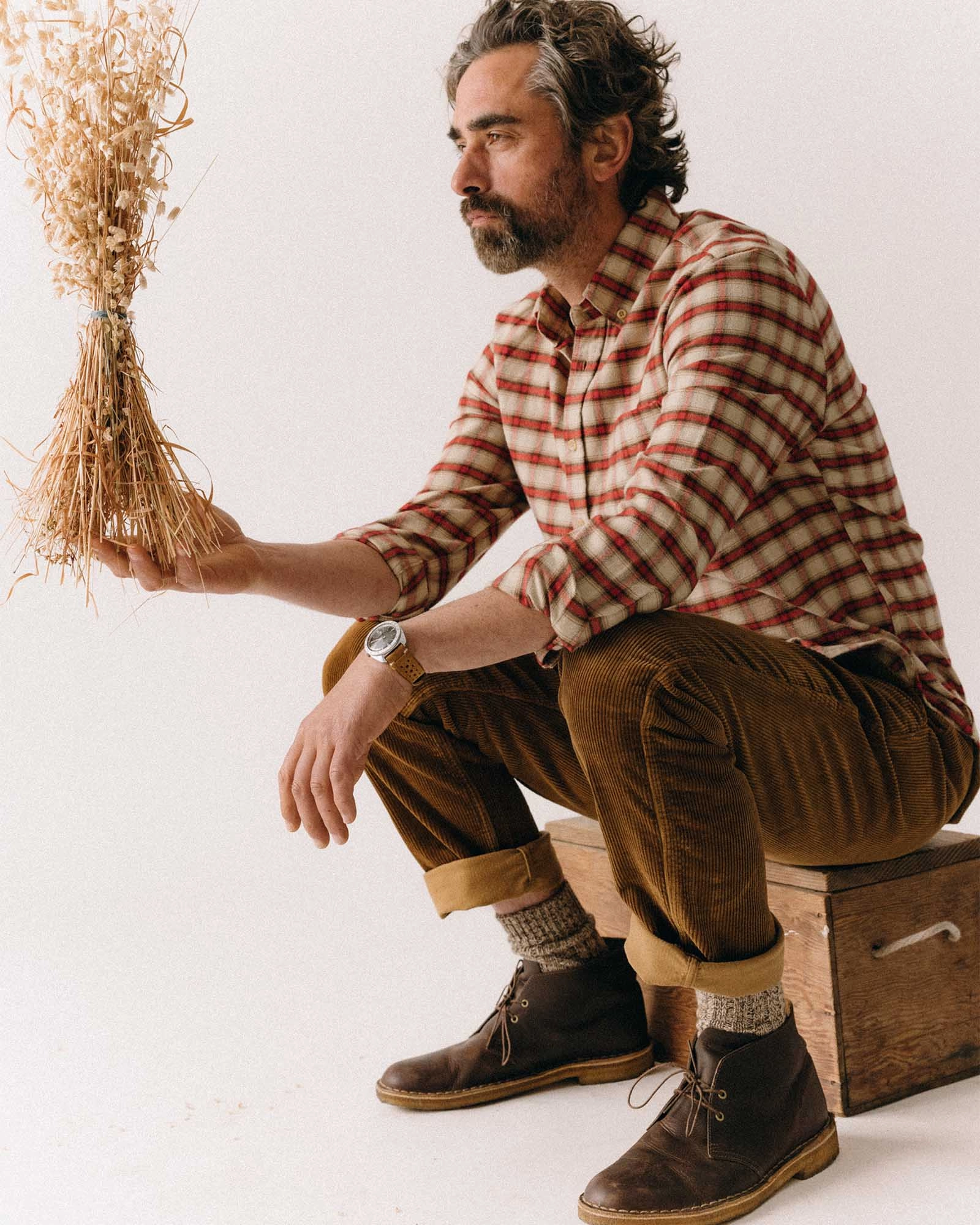 The Carnegie Pant in Bourbon Corduroy Wrinkle Free Fabric Layered Panel Design