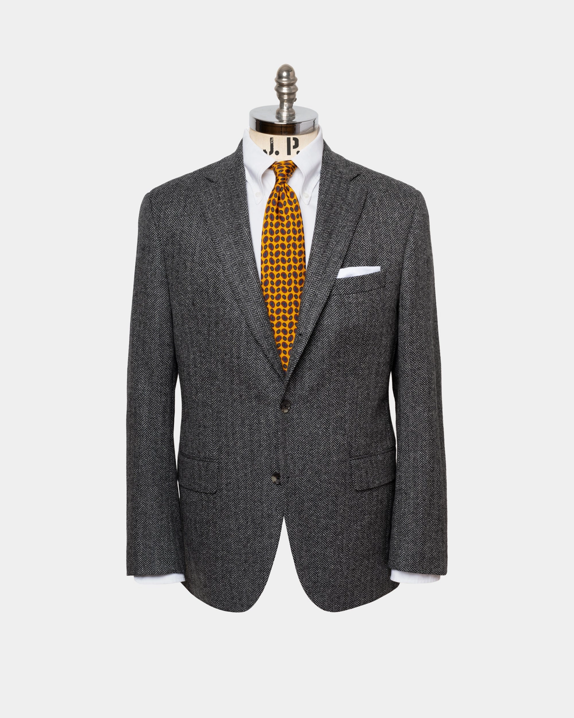 Made-in-Canada Grey Herringbone Wool/Cashmere Sport Coat Sharp Design Chilly Day Wear