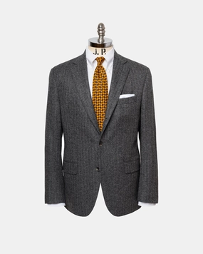 Made-in-Canada Grey Herringbone Wool/Cashmere Sport Coat Sharp Design Chilly Day Wear