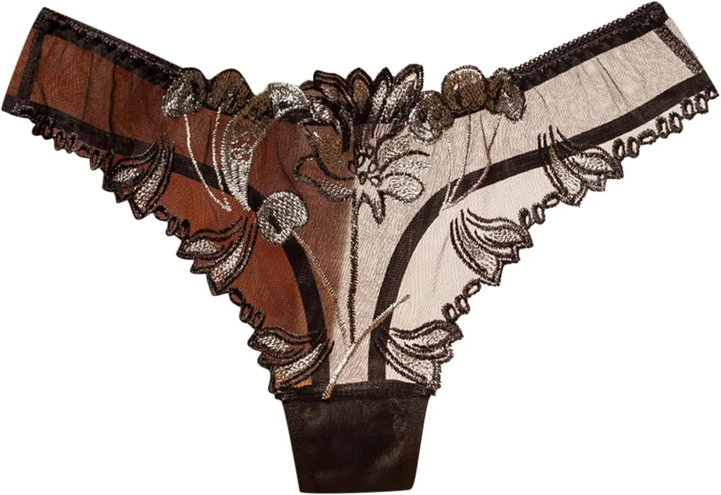 Sheer Sexy Panties See Through Mesh Underwear Soft Embroidered Thongs Cute Hipsters Tummy Control Underpants