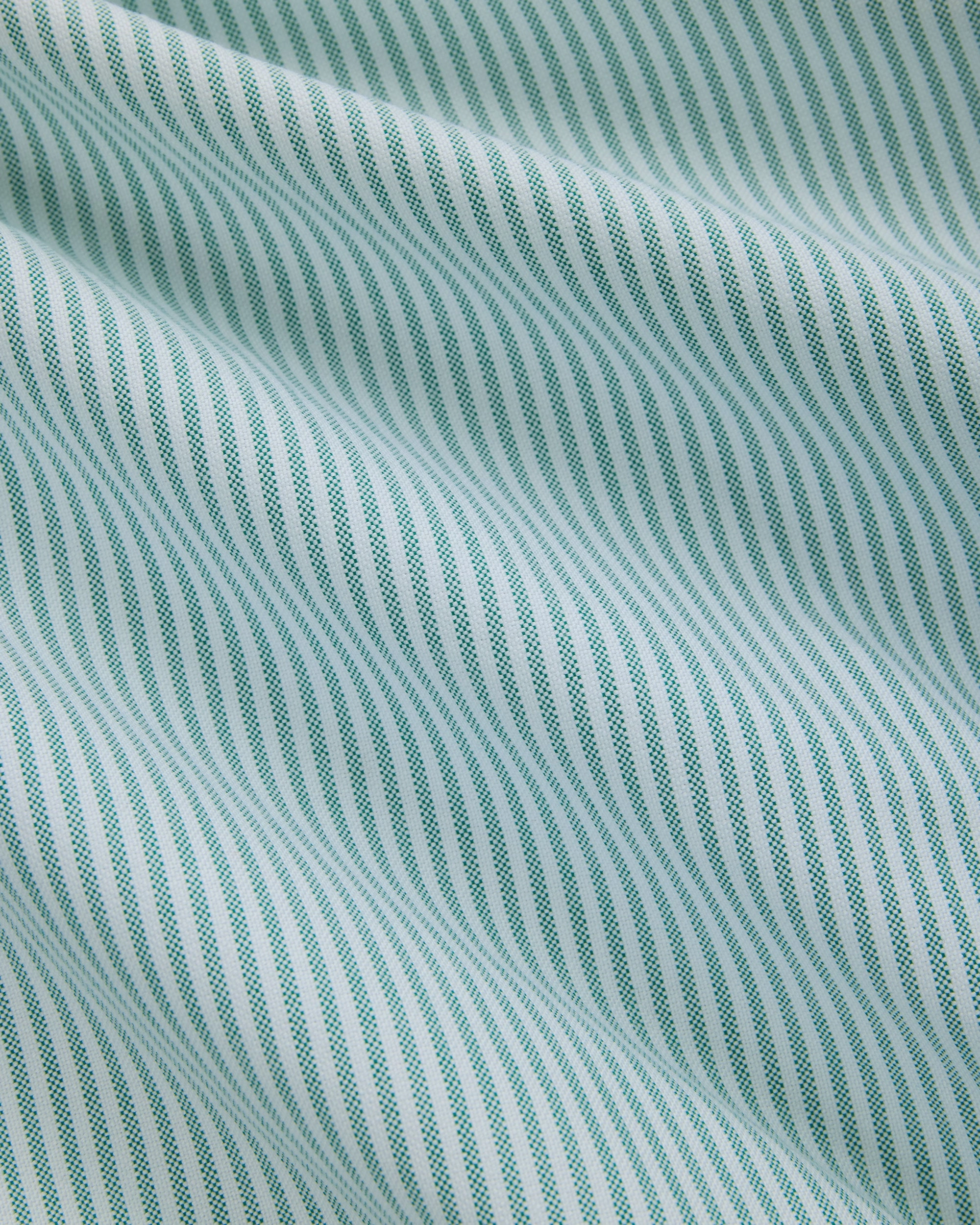 Made-in-USA Flap Pocket Green University Stripe Oxford Cloth Button Down Shirt - Classic Fit Bold Print Ribbed Trim
