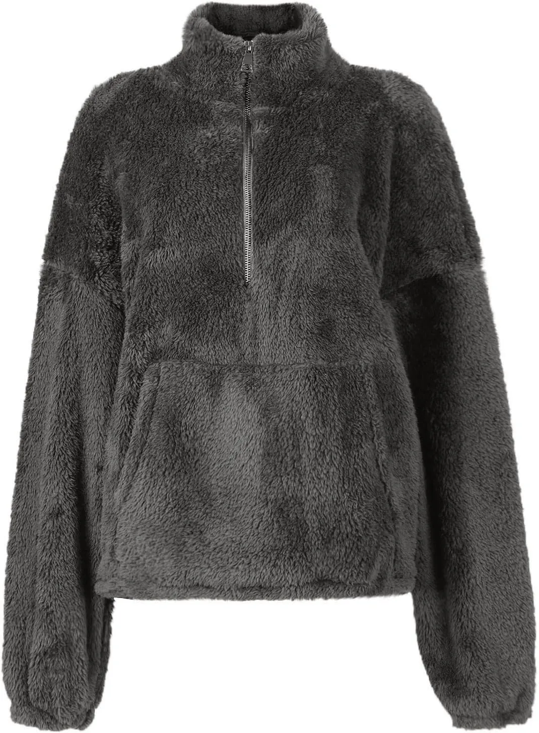 Sherpa Half Zip Pullover Women Fleece Cropped Sweatshirt Fall Fashion 2024 Stand Collar Pullover Sweater with Pocket