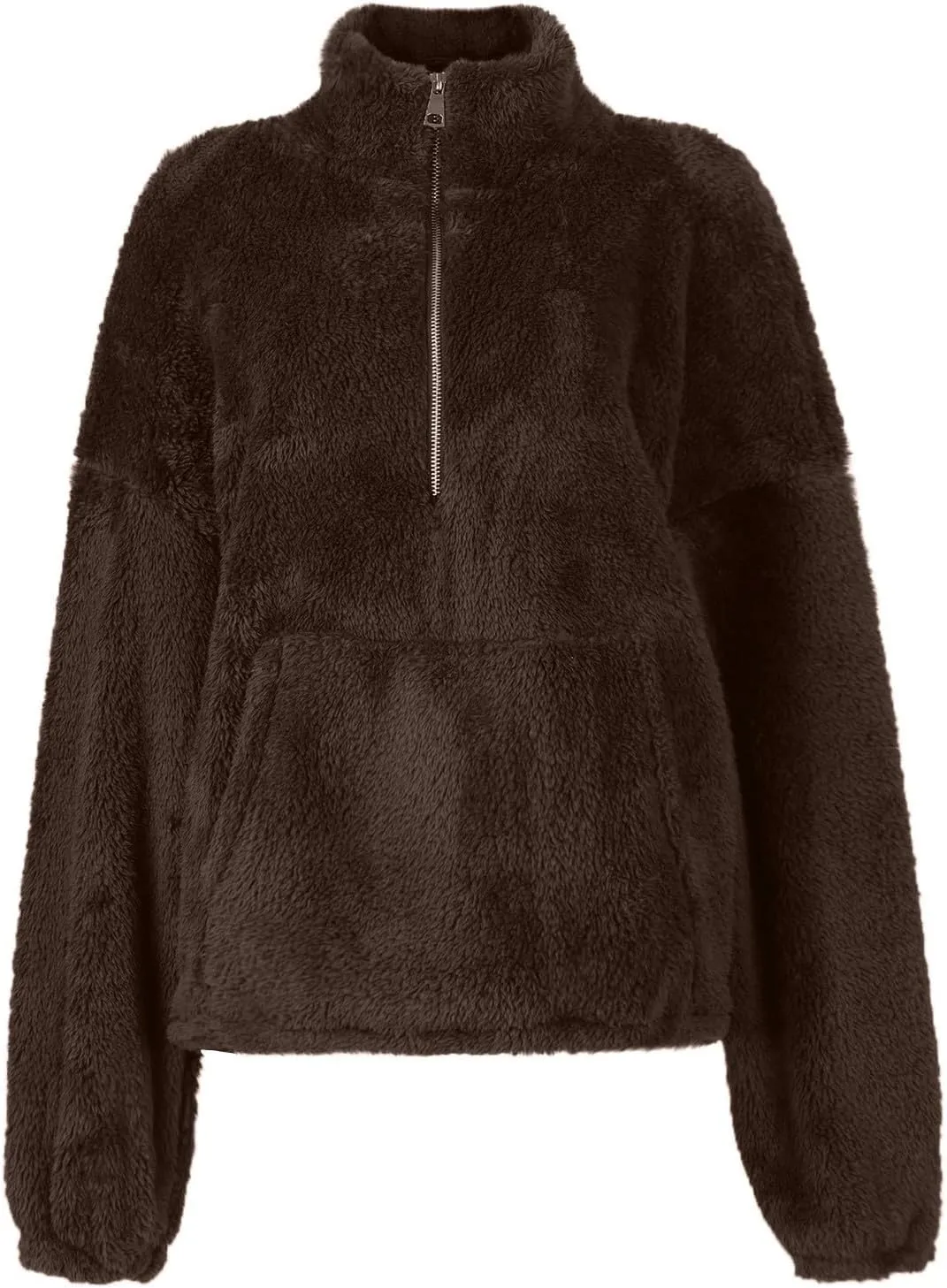 Sherpa Half Zip Pullover Women Fleece Cropped Sweatshirt Fall Fashion 2024 Stand Collar Pullover Sweater with Pocket