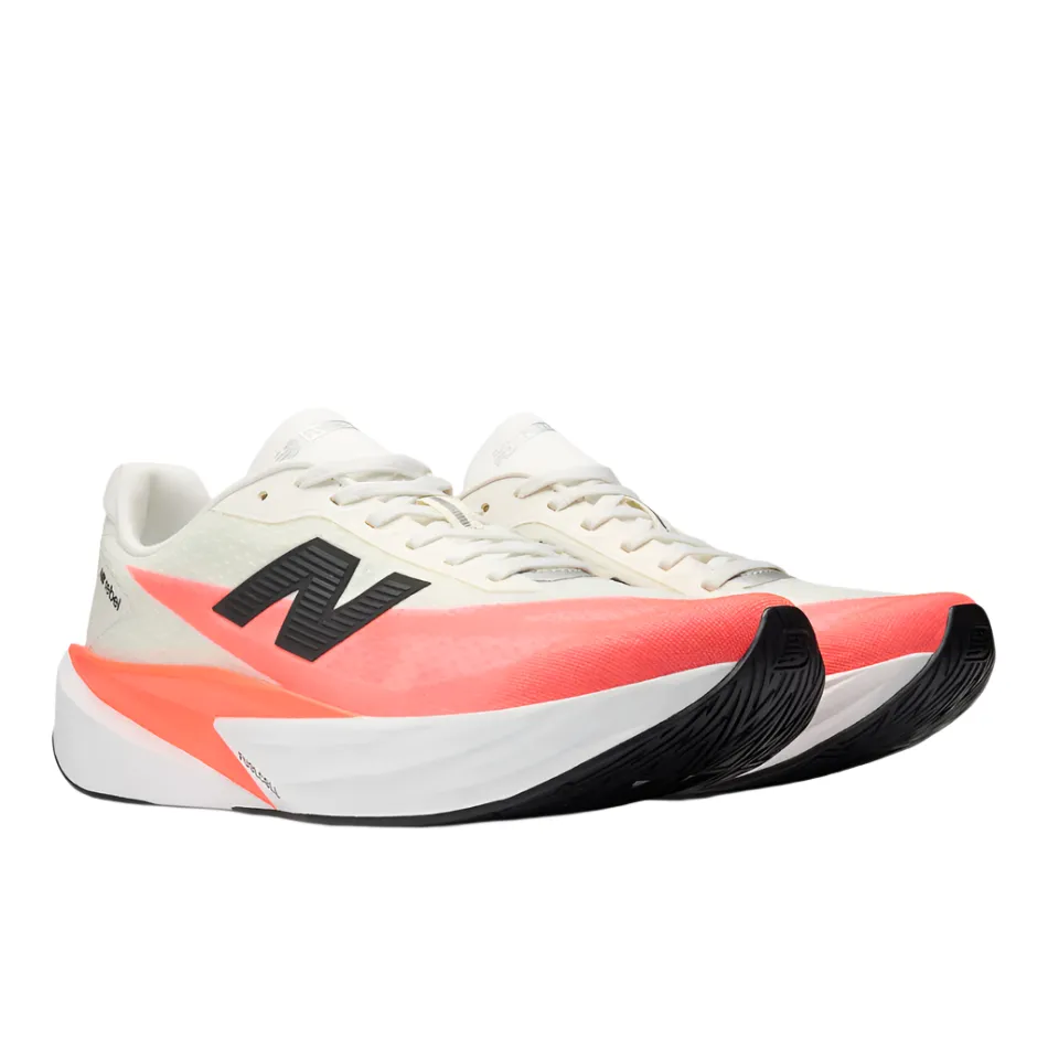 New Balance Men's Fuelcell Rebel v5 Running Shoes in Urgent Red/White/Sea Salt AW25 Midfoot Brace