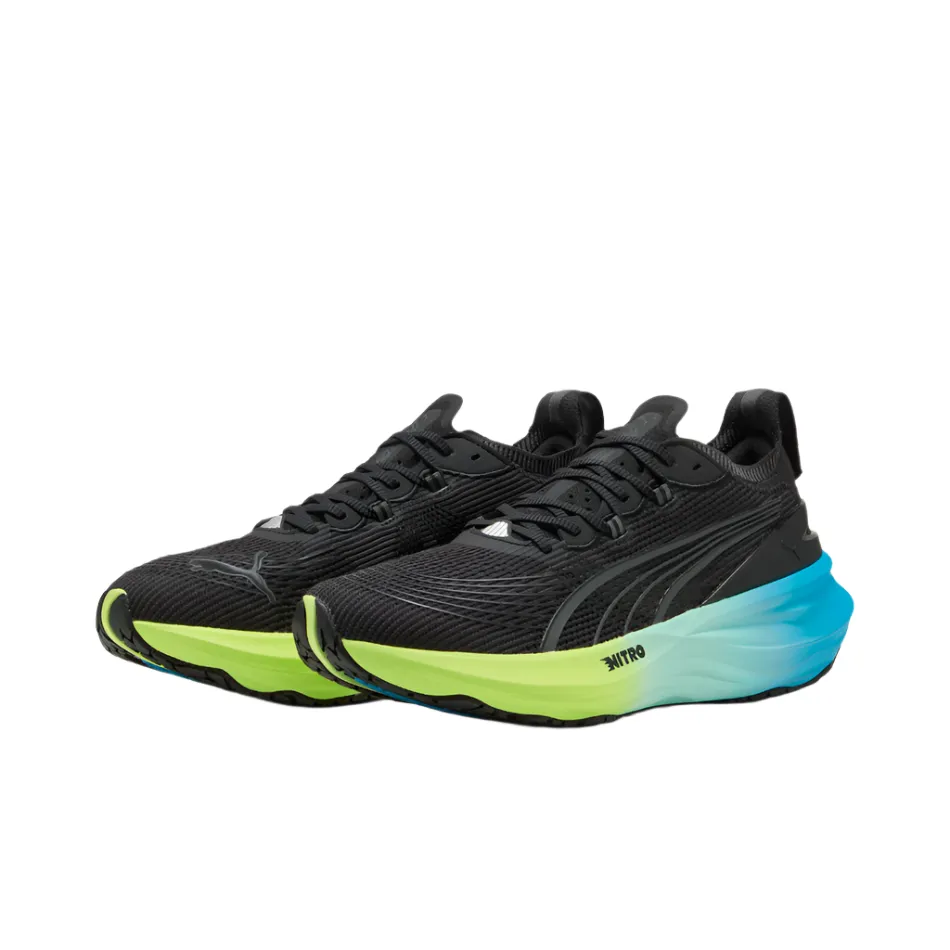 PUMA Men's Foreverrun NITRO 2 Running Shoes in PUMA Black/Fizzy Light/Speed Blue AW25 Sports - specific impact - protection - mechanism shoes