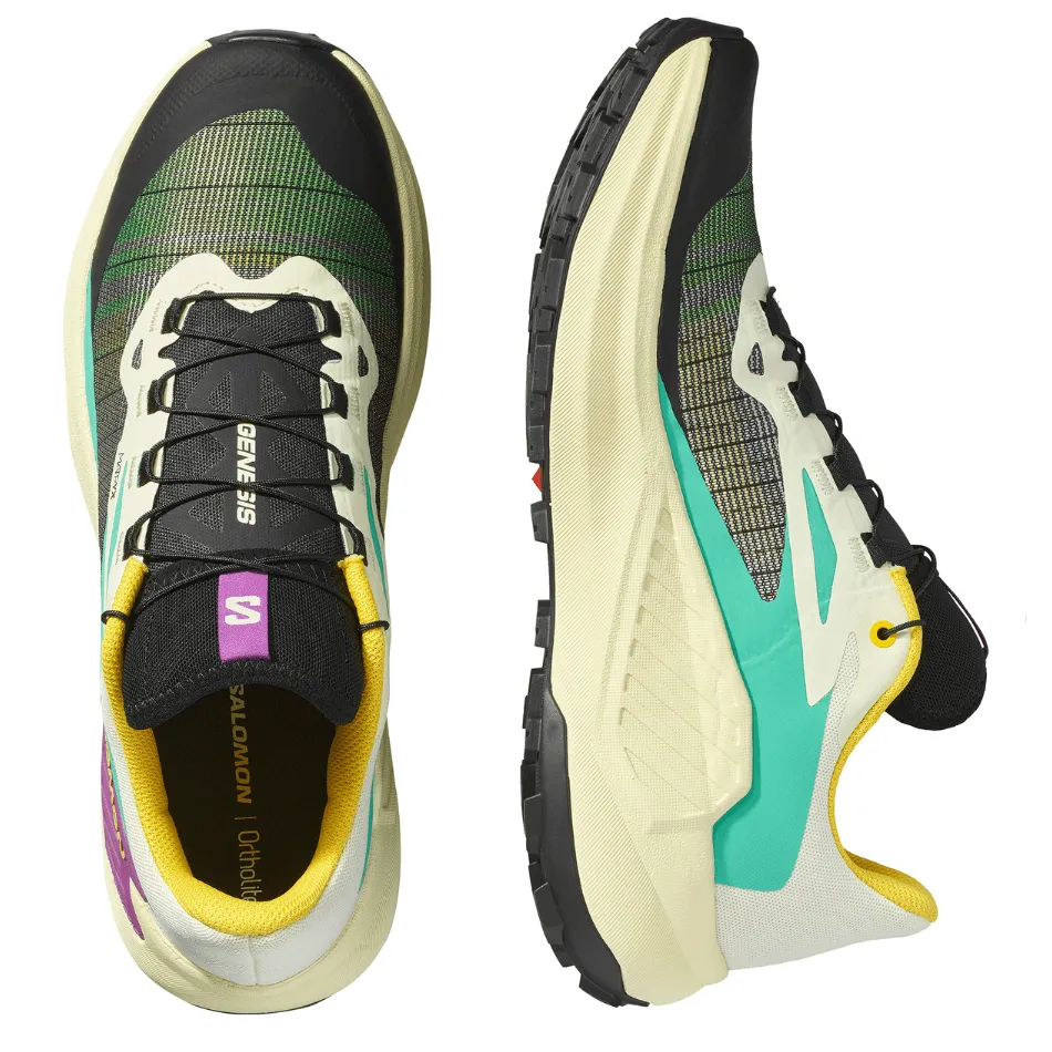 Compression Resistant Insole Salomon Men's Genesis Running Shoes in Transparent Yellow/Black/Willowherb AW25