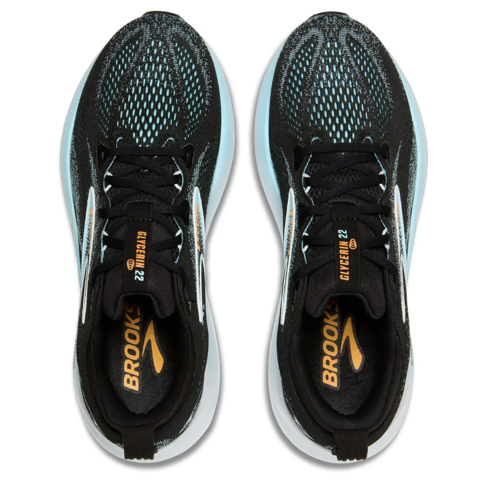 signature shoes Brooks Men's Glycerin 22 Running Shoes in Black/Atomizer/Blazing Orange AW25