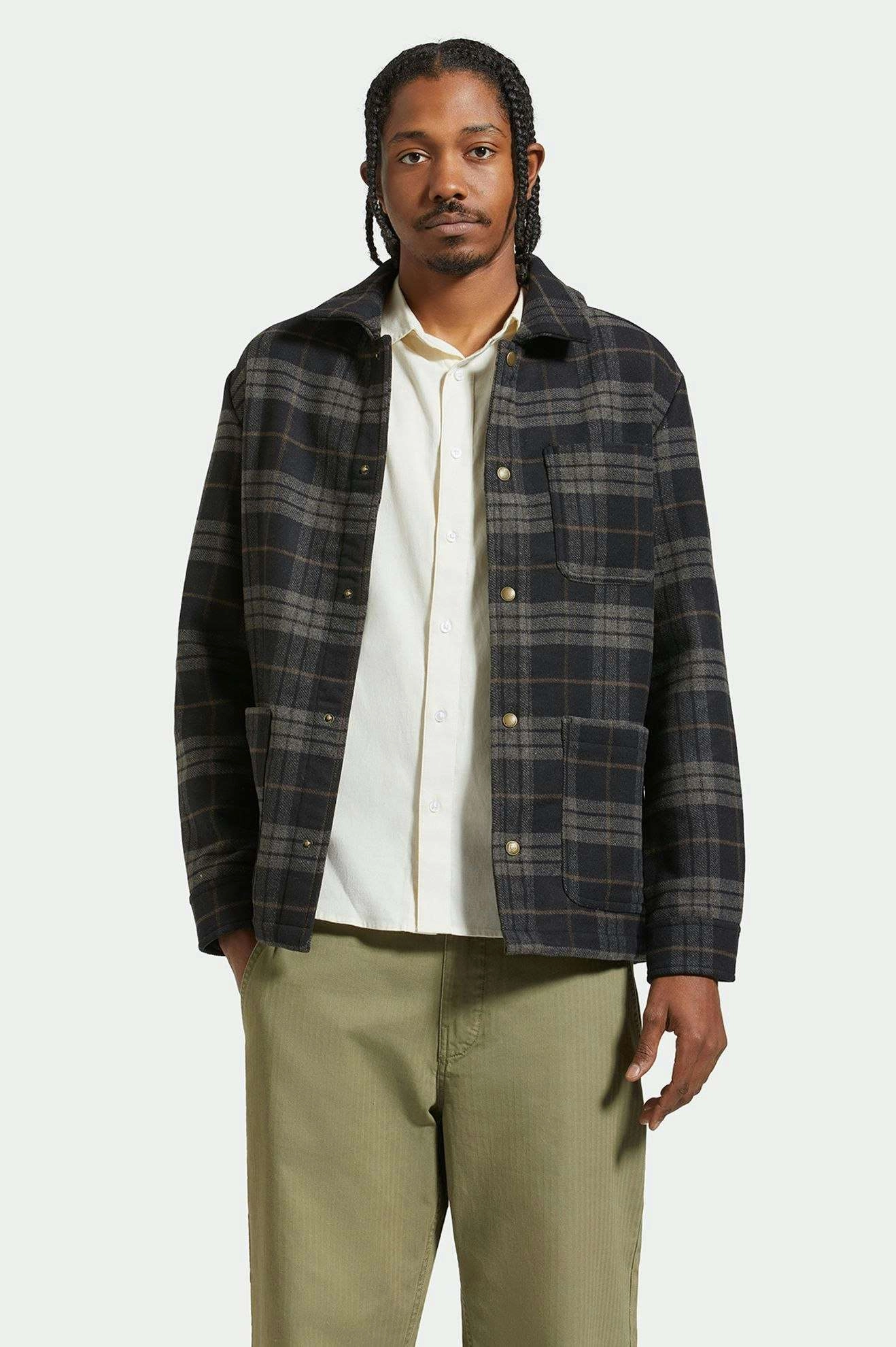 Shop Menswear Chore Coat - Black/Charcoal Plaid Maintain