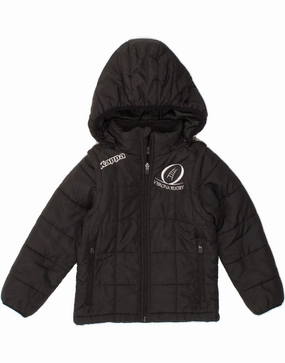 KAPPA Boys Graphic Hooded Padded Jacket 5-6 Years Black Polyester Weekend Ready