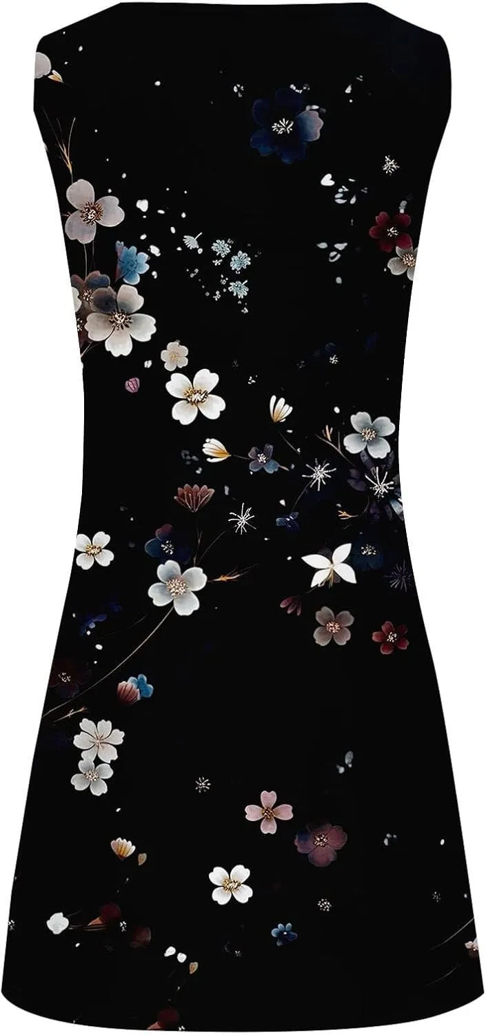 Short Sundresd Sun Dresses for Women 2025 Vacation Beach Casual Summer Sundresses Sleeveless Tank Short Boho Dress