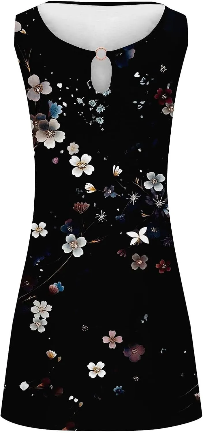 Short Sundresd Sun Dresses for Women 2025 Vacation Beach Casual Summer Sundresses Sleeveless Tank Short Boho Dress