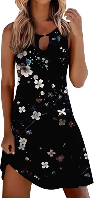 Short Sundresd Sun Dresses for Women 2025 Vacation Beach Casual Summer Sundresses Sleeveless Tank Short Boho Dress