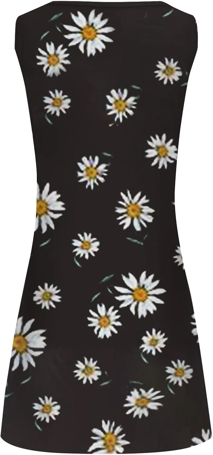 Short Sundresdes for Women Sun Dresses for Women 2025 Vacation Beach Casual Summer Sundresses Sleeveless Tank Short