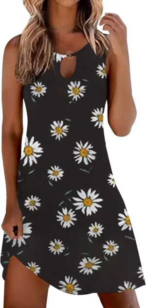 Short Sundresdes for Women Sun Dresses for Women 2025 Vacation Beach Casual Summer Sundresses Sleeveless Tank Short