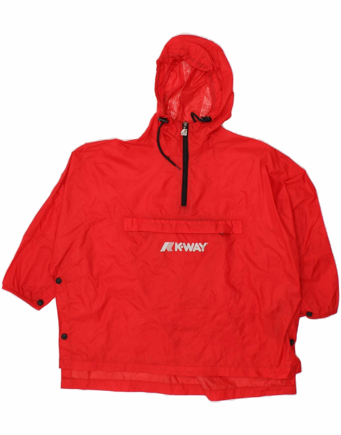 K-WAY Boys Pullover Hooded Rain Jacket 9-10 Years Red Polyamide Fall Ready