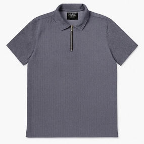Silent Theory Men Blue Zip Polo Comfortable Shape Holiday Style