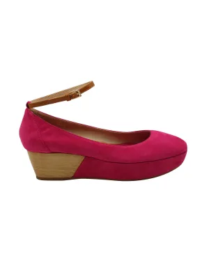Tod's Ankle Strap Wedge Sandals in Pink Suede Power Street