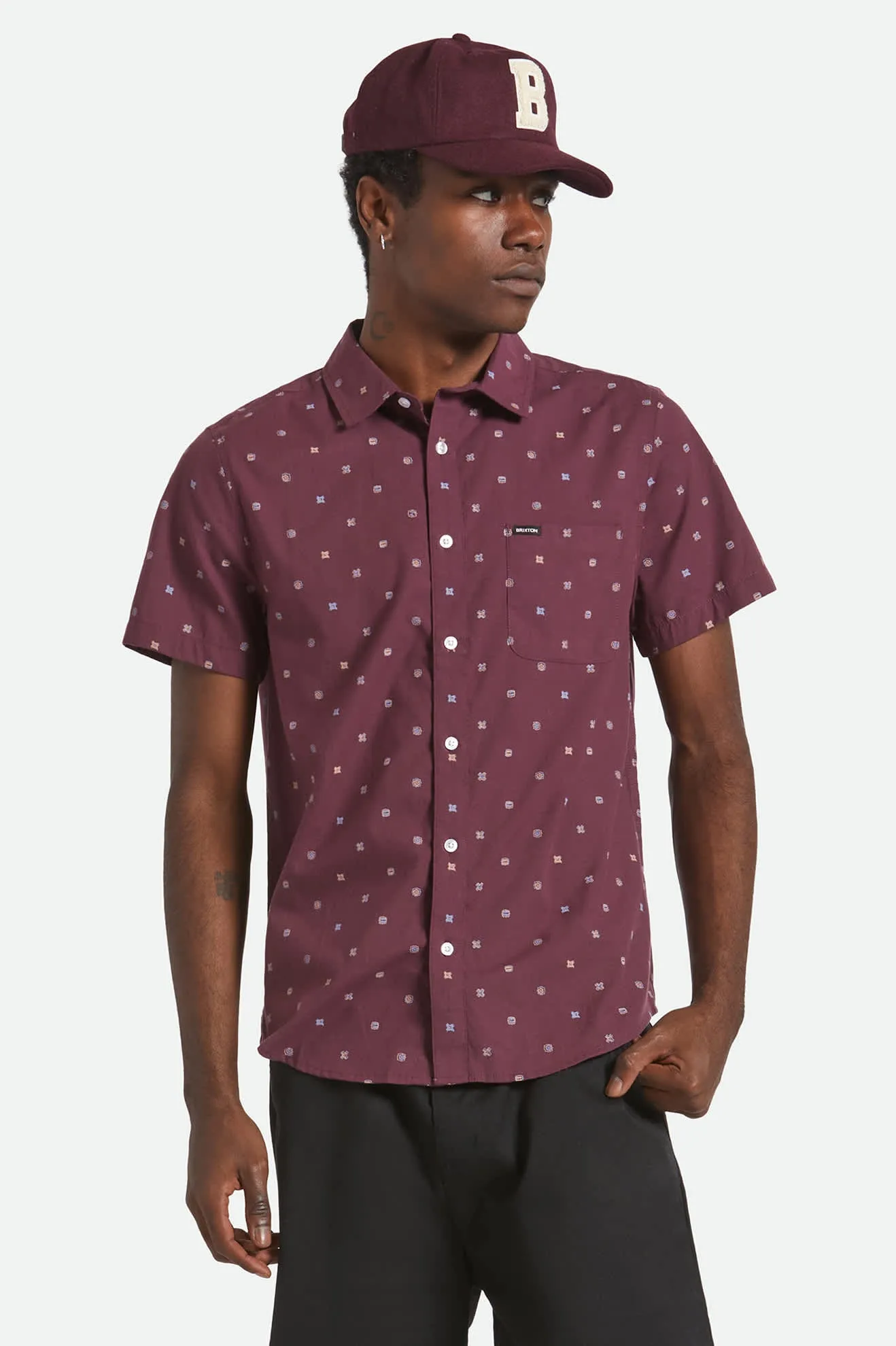 stain resistant coating Charter Print S/S Shirt - Port/Micro Geo