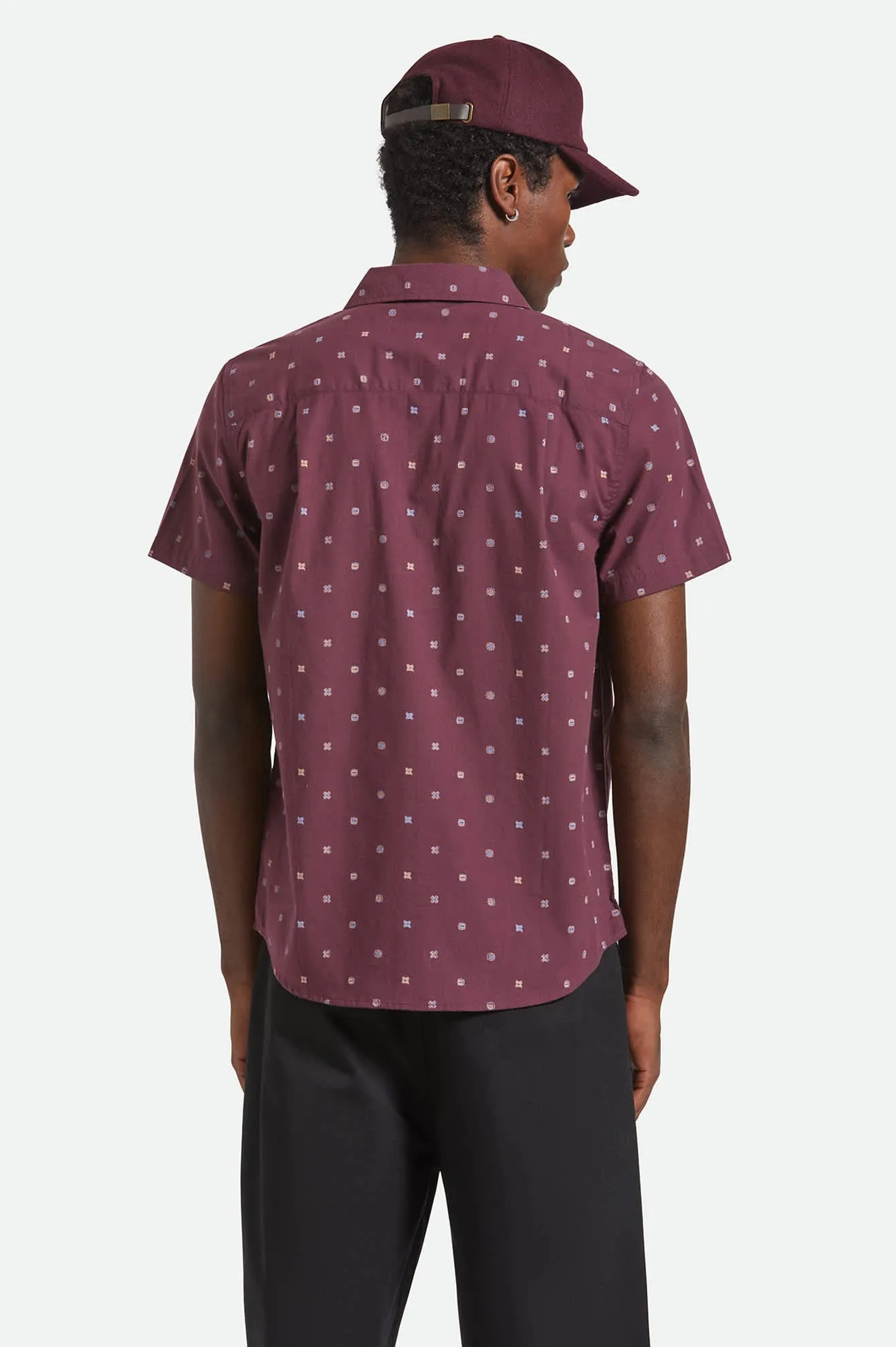 Charter Print S/S Shirt - Port/Micro Geo Breathable Material Unisex Design