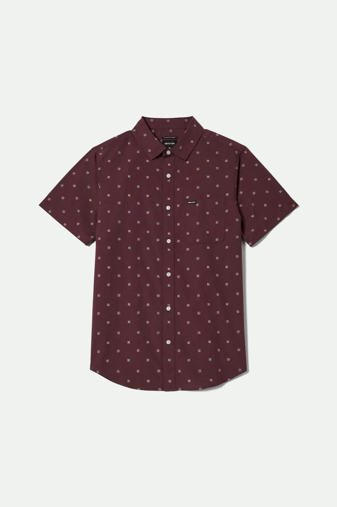 Charter Print S/S Shirt - Port/Micro Geo Contrast Stitch
