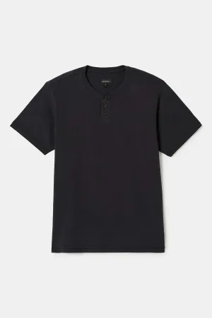 Colorfast Material Chic Look Vintage Reserve S/S Henley - Black Sol Wash
