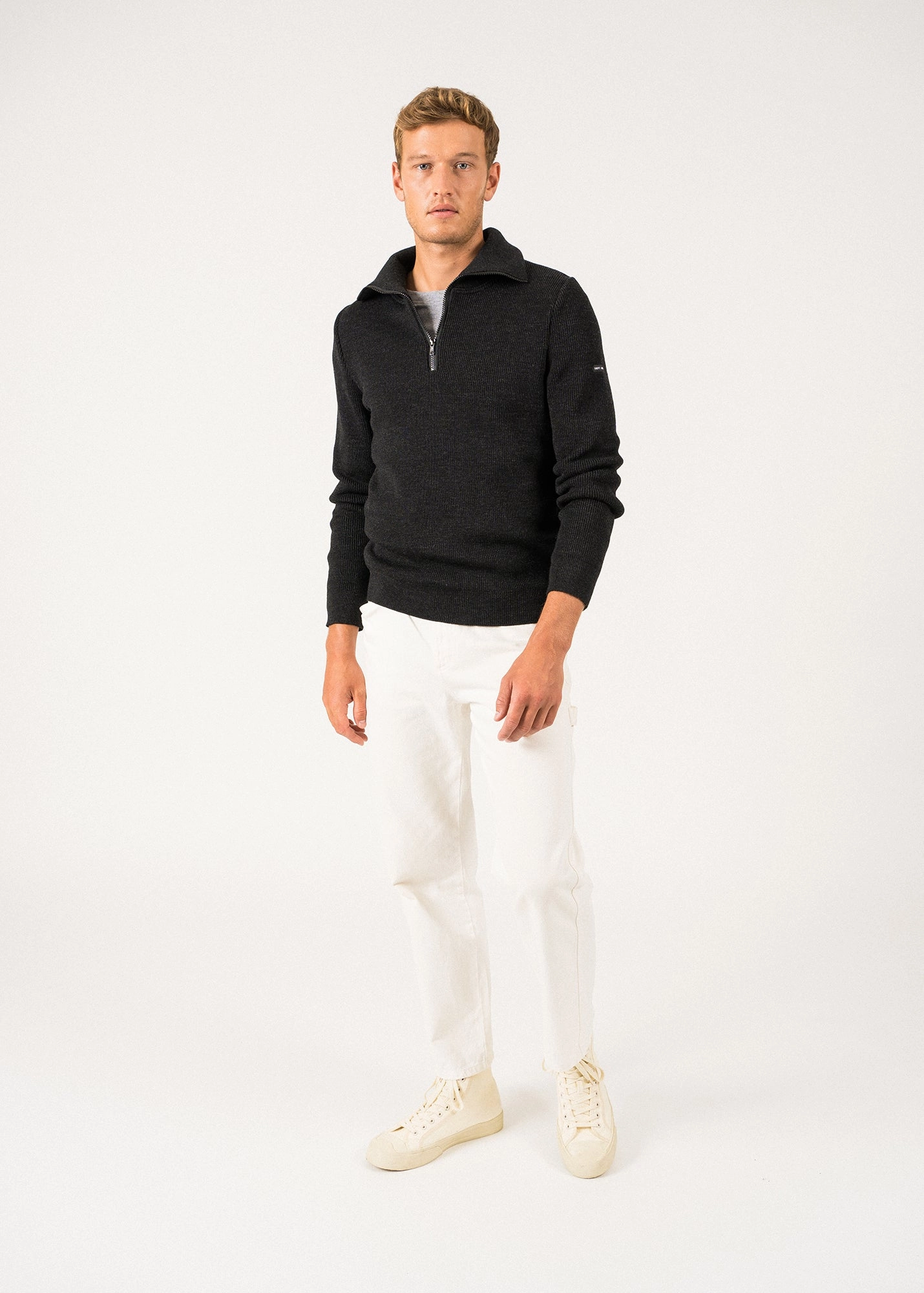 COTENTIN - Quarter Zip Trucker Sweater (DARK GRAY) Comfy Essentials
